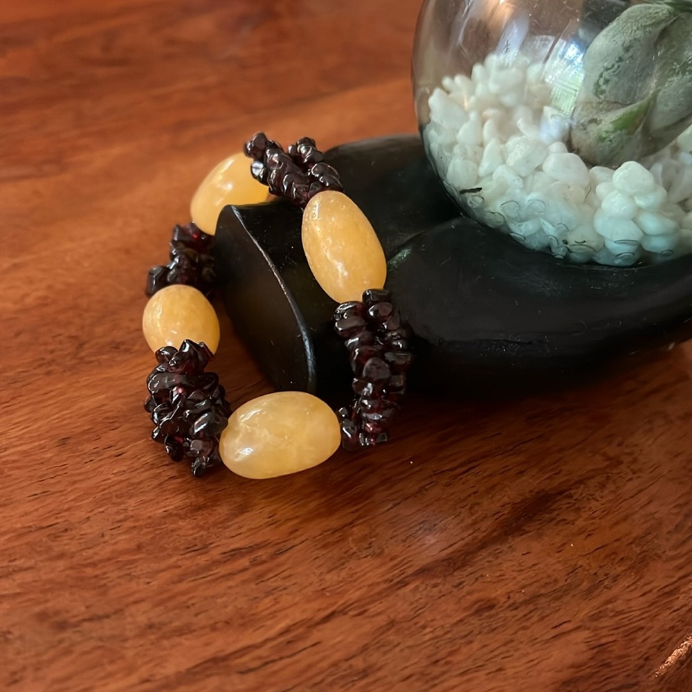 Garnets and amber